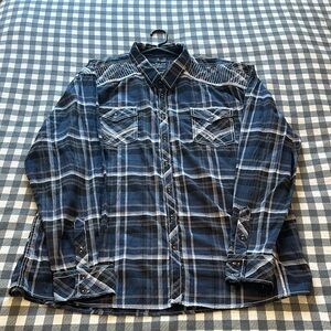 BKE Blue and White Plaid Button-Down Shirt
